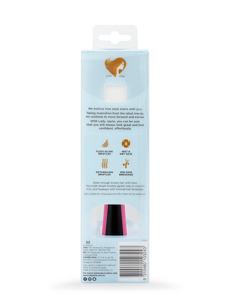 Lady Jayne Tangle Pro Hair Care | Scalp-Contour Brush with Flexi-Guide Tech | Wet/Dry Hair, Breakage-Free