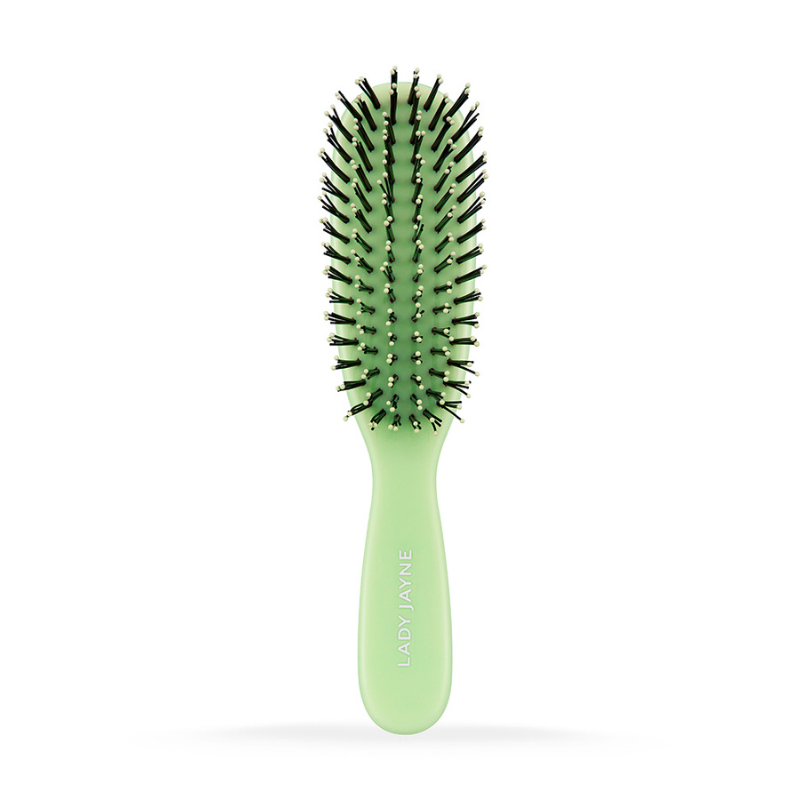 Lady Jayne Pastel Smooth & Knotless Detangling Brush Hair Care Pink, Green & Yellow | Purse-Sized