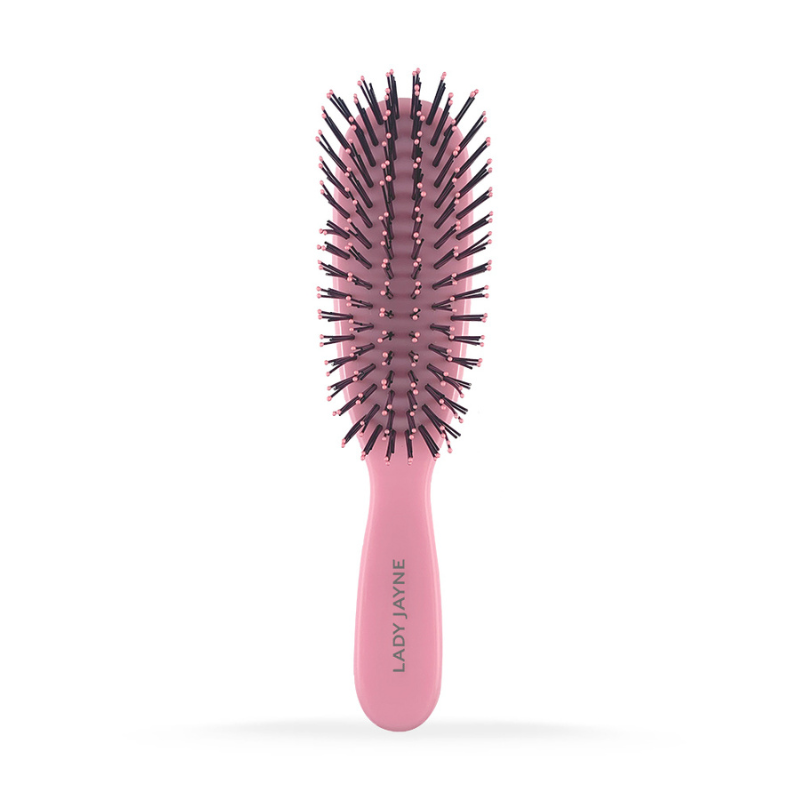Lady Jayne Pastel Smooth & Knotless Detangling Brush Hair Care Pink, Green & Yellow | Purse-Sized