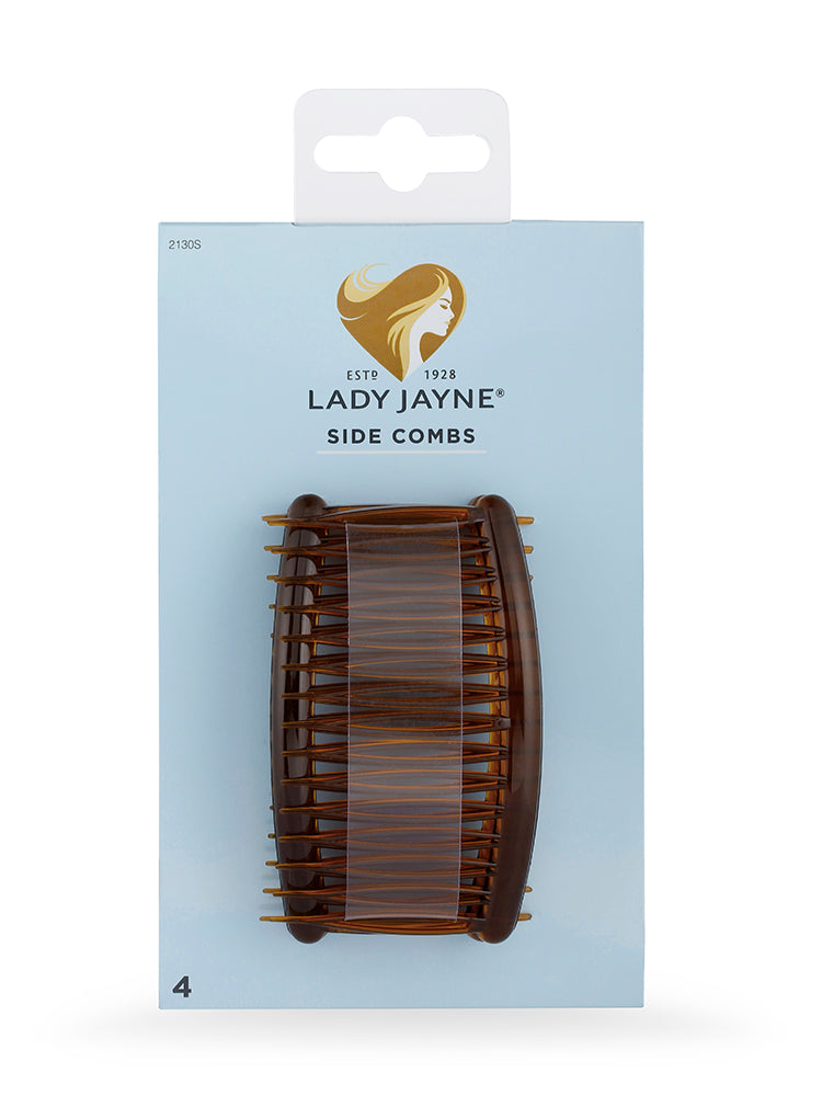 Lady Jayne SecureGrip Side Combs Hair Care | Snag-Free Rounded Teeth | Contoured for All-Day Hold | 4-Pack