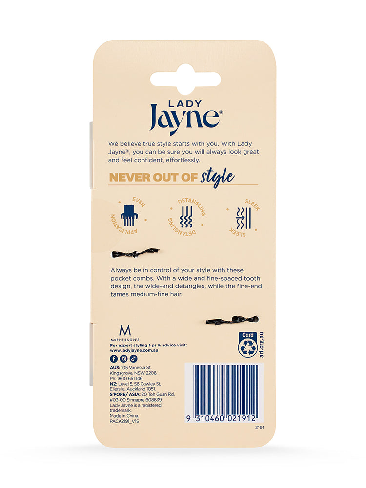 Lady Jayne Pocket Comb Hair Care | 2 PK