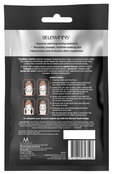 Dr Lewinn's Eternal Youth Jellyfish Collagen Hydrating Face Mask | Skin Care | 1 pack
