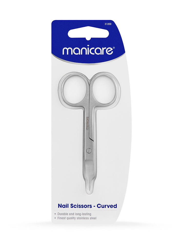 Manicare Deluxe Curved Nail Scissors Satin-Finish Stainless Steel for Precise, Gentle Trimming