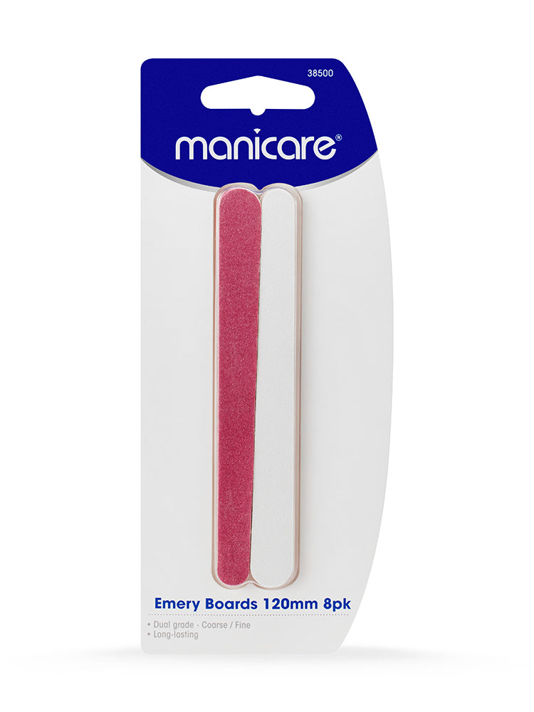 Manicare Emery Boards | For Flawless Finish Nails | Coarse & Fine Sides | 120 MM 8 PK