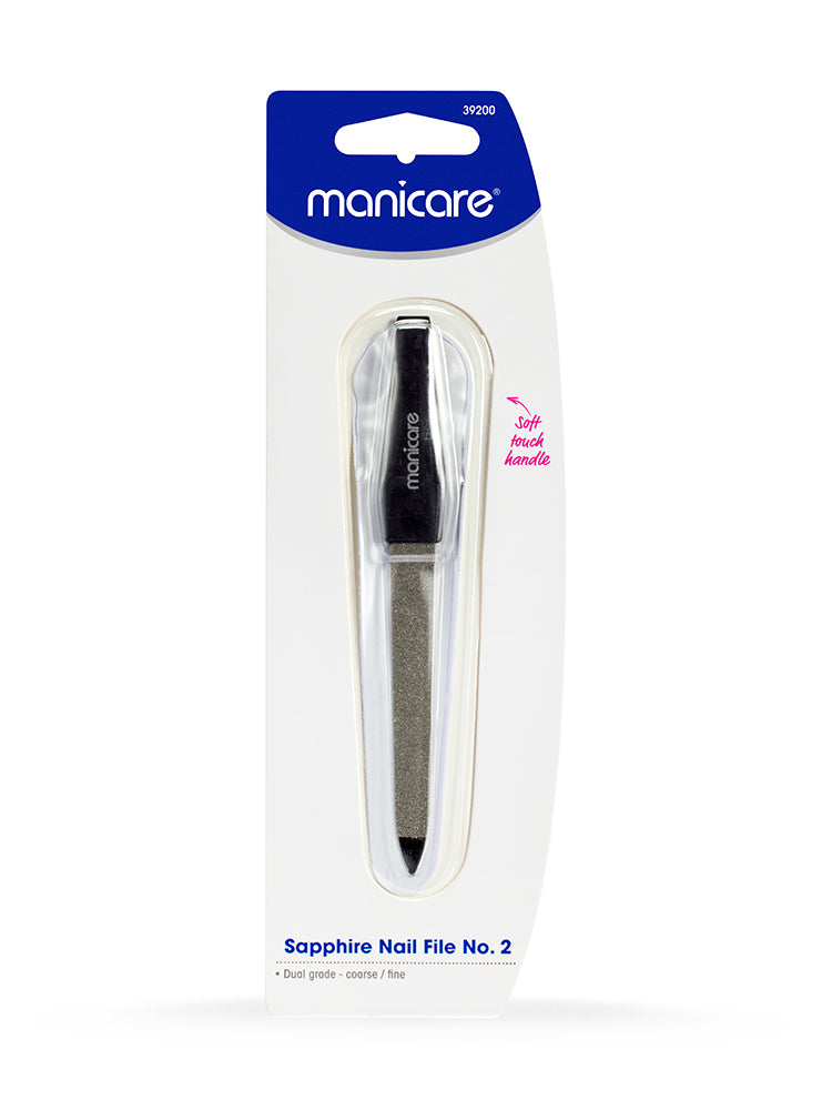 Manicare Sapphire Nail File No.2 | For Shaping & Smoothing Nails | Coarse & Fine Sides | Compact-Sized