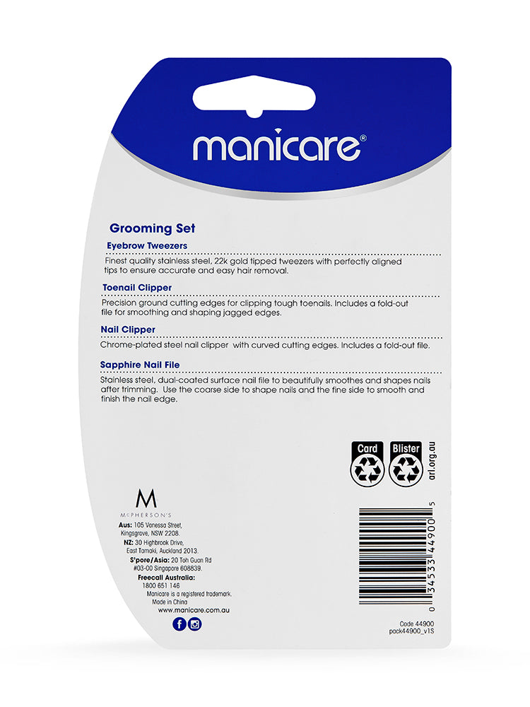 Manicare Grooming Set Manicure & Pedicure Essential Tools | 4 PCE