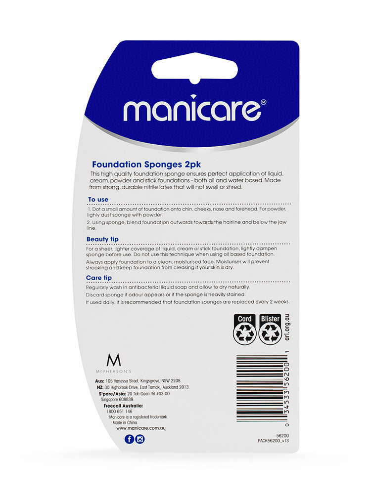 Manicare Foundation Sponge Compact Latex | For Foundation & Powder Application | 2 PK