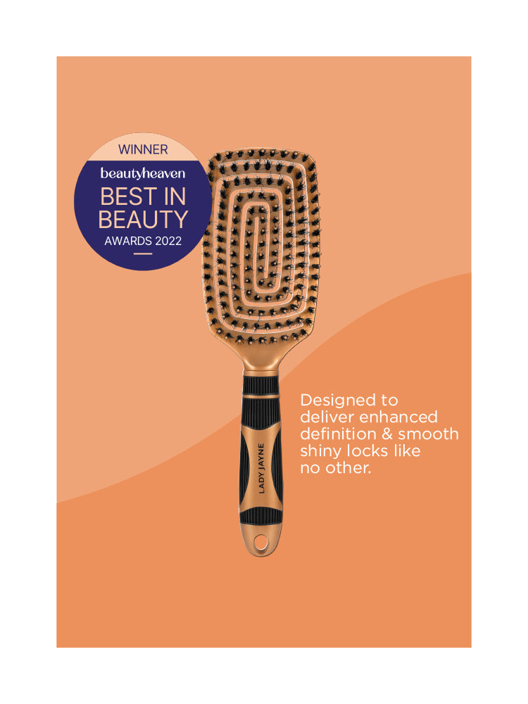 Lady Jayne ProFlex Paddle Brush Boar & Nylon Bristle Hybrid Hair Care for Effortless Detangling & Faster Drying