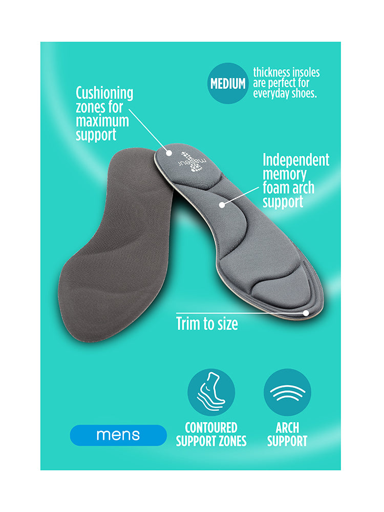 Maseur Men's Memory Foam Insoles Foot Care | 1 Pair