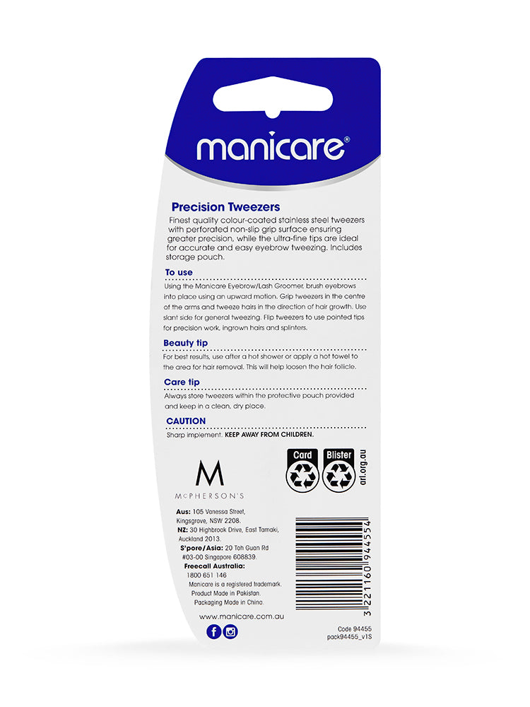 Manicare Precision Pro Pink Ultra-Fine Stainless Steel Tips Tweezers | for Brows, Ingrown Hairs & Splinters | Includes Protective Case