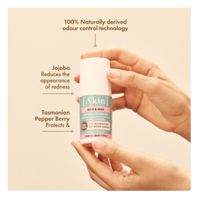 A'kin Rose & Mint Roll-On Deodorant 65ml