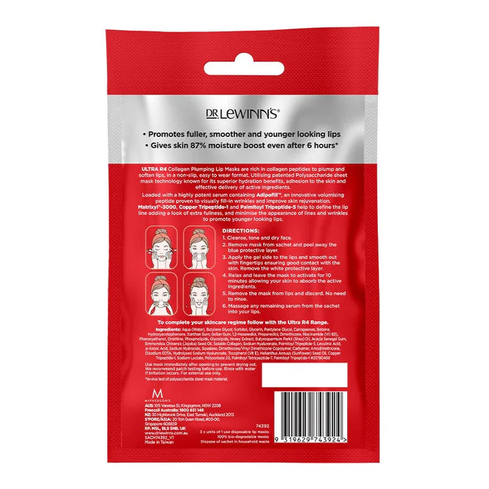 Dr. LeWinn's Ultra R4 Collagen Plumping Lip Mask Skin Care | 3 packs