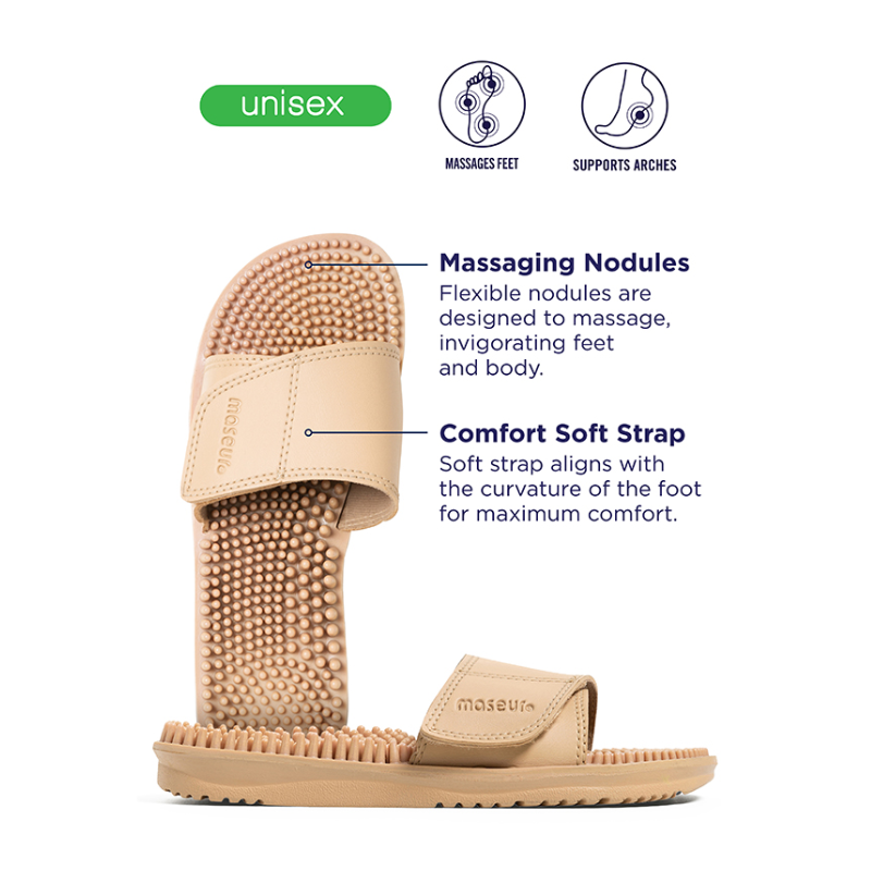 Maseur Invigorating Massage Sandal Beige Unisex | Available In Different Sizes