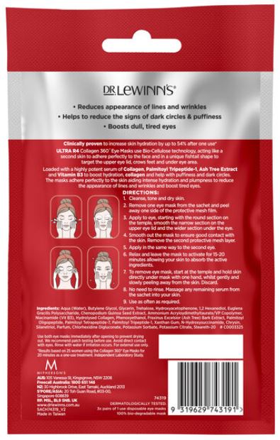 Dr Lewinn's Ultra R4 Collagen 360° Eye Masks Skin Care | 3 packs