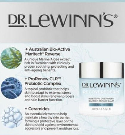 Dr Lewinn's Recoverederm Intensive Overnight Barrier Repair Balm Skin Care | For Sensitive Skin | 50 ml