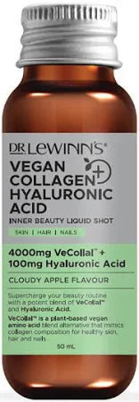 Dr. LeWinn's Inner Beauty Vegan Collagen & Hyaluronic Acid Liquid Shot Skin Vitamin Supplement | Liquid Shot | Cloudy Apple | 10 x 50 ml