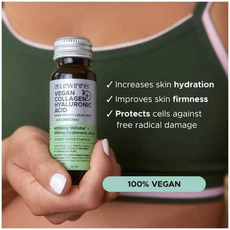 Dr. LeWinn's Inner Beauty Vegan Collagen & Hyaluronic Acid Liquid Shot Skin Vitamin Supplement | Liquid Shot | Cloudy Apple | 10 x 50 ml
