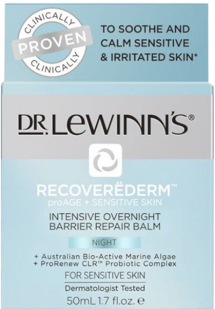Dr Lewinn's Recoverederm Intensive Overnight Barrier Repair Balm Skin Care | For Sensitive Skin | 50 ml