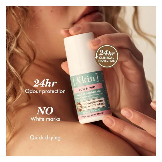 A'kin Rose & Mint Roll-On Deodorant | For All Skin Types | Irritate-Free | 65 ml