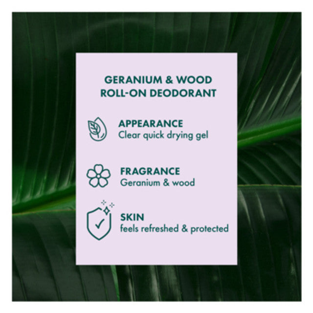 A'kin Geranium & Cedarwood Roll-On Deodorant Hygiene | Vegan and cruelty-free | 65 ml