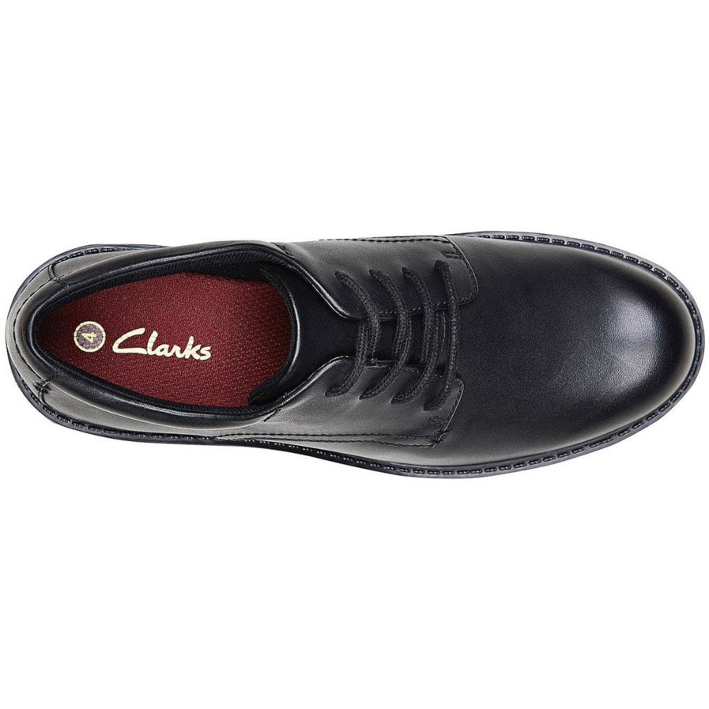 Clarks Frankie Grove Black Leather School Girls Shoes