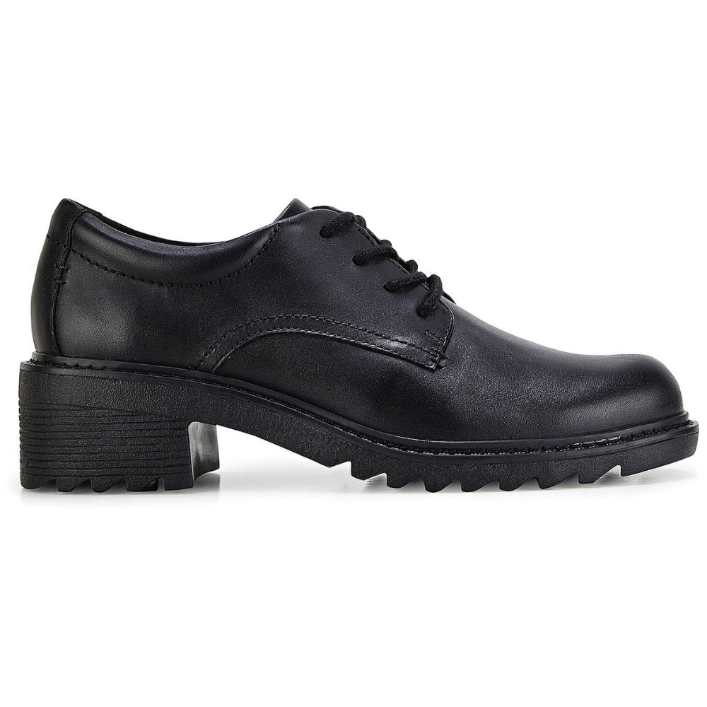 Clarks Frankie Grove Black Leather School Girls Shoes