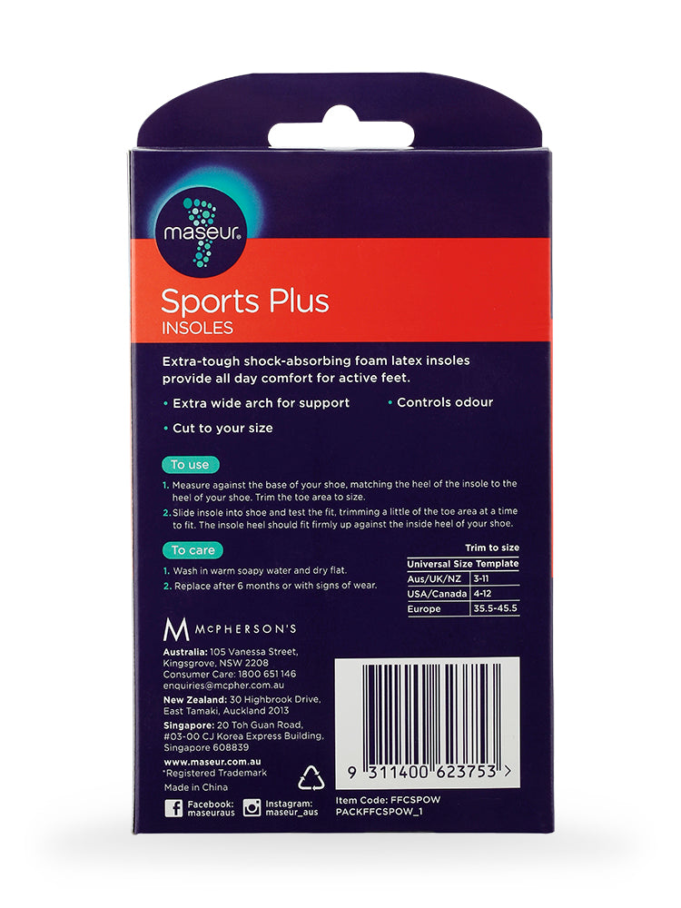 Sports Plus Insoles, 1 Pair