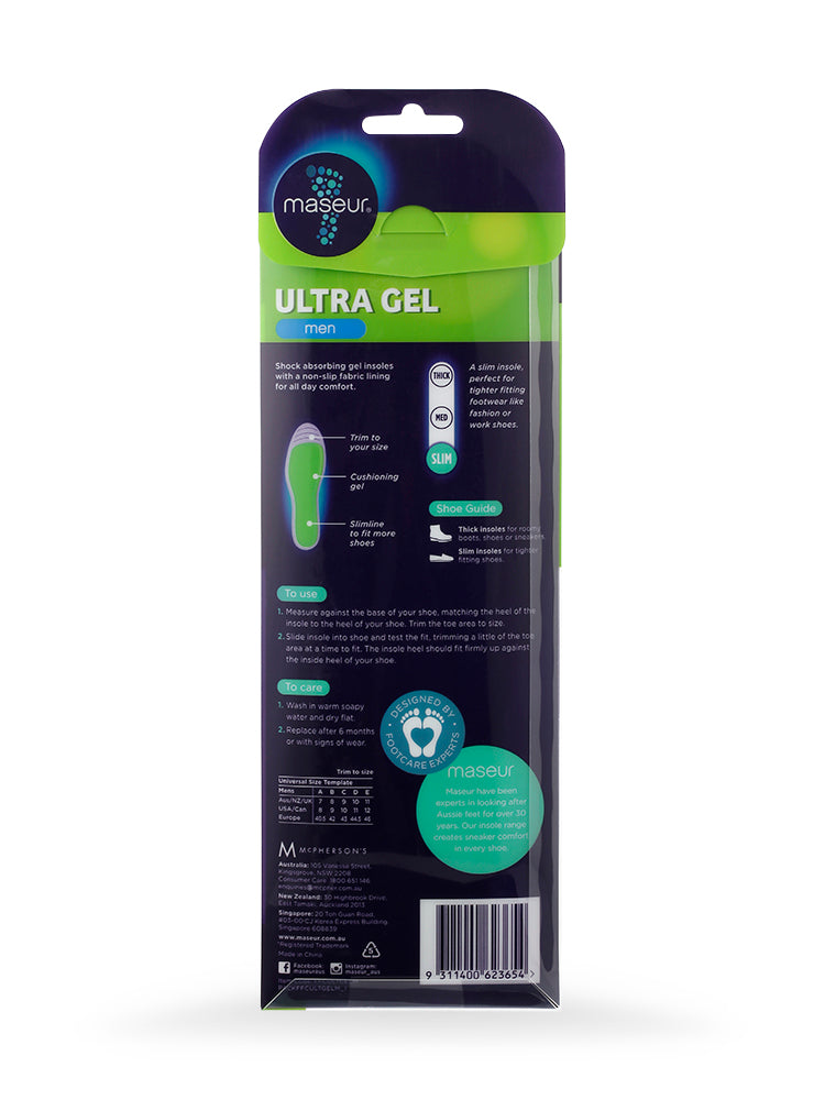 Men's Ultra Gel Insoles, 1 Pair