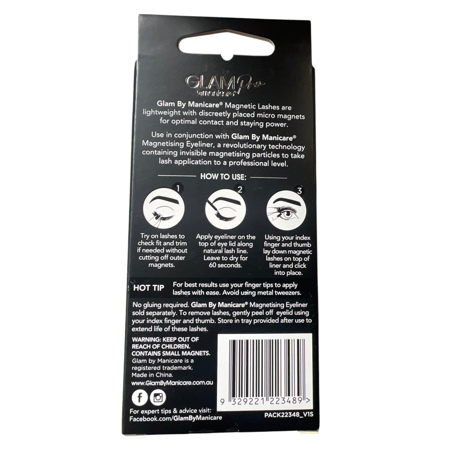 Manicare Glam Pro. 66 Charlotte Magnetic Eyelash Black | With Magnetising Eyeliner | 1 Pair